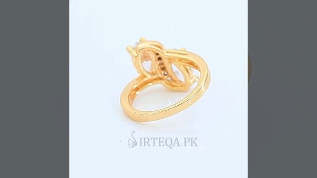 Infinity Shape zircon stone Elegant golden Ring For woman & girl смотреть онлайн