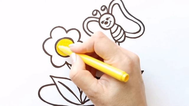 Как нарисовать ЦВЕТЫ И ПЧЁЛКУ / раскраска для детей / Нарисуй Ка смотреть онлайн