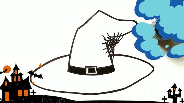 Как нарисовать ШЛЯПКУ ВЕДЬМОЧКИ / Мультик раскраска ХЭЛЛОУИН / Нарисуй Ка смотреть онлайн