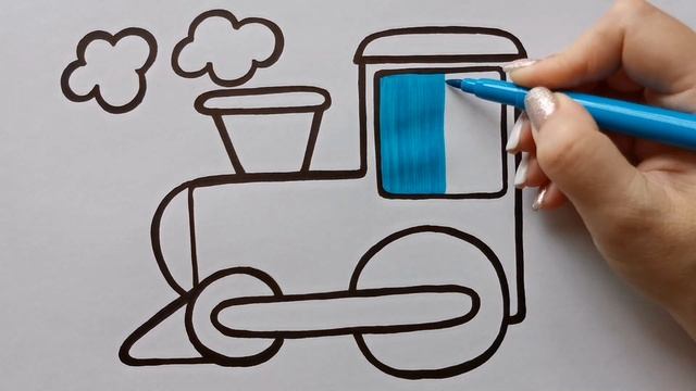Как нарисовать ПАРОВОЗ / раскраска для детей / Нарисуй Ка смотреть онлайн