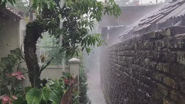 Очень сильный дождь и молния в Индонезийской деревне. Мгновенный сон и релаксация под звук сильного смотреть онлайн