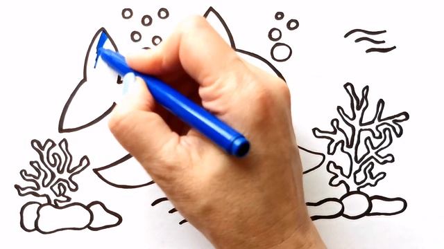 Как нарисовать ПАПУ АКУЛЕНКА / Мультик раскраска Baby Shark / Нарисуй Ка смотреть онлайн