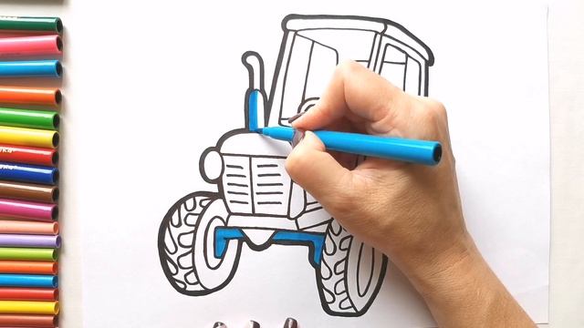 Как нарисовать СИНИЙ ТРАКТОР ДЛЯ ДЕТЕЙ / раскраска для детей / Нарисуй Ка смотреть онлайн