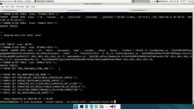 Использование утилиты mysqldump для восстановления базы MYSQL смотреть онлайн