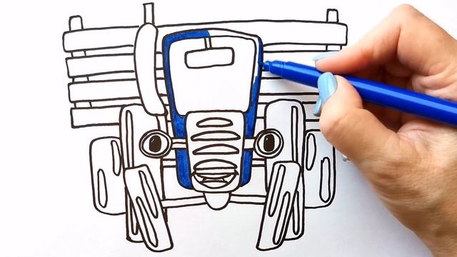 Как нарисовать СИНИЙ ТРАКТОР / Мультик раскраска ТРАКТОР / Нарисуй Ка смотреть онлайн