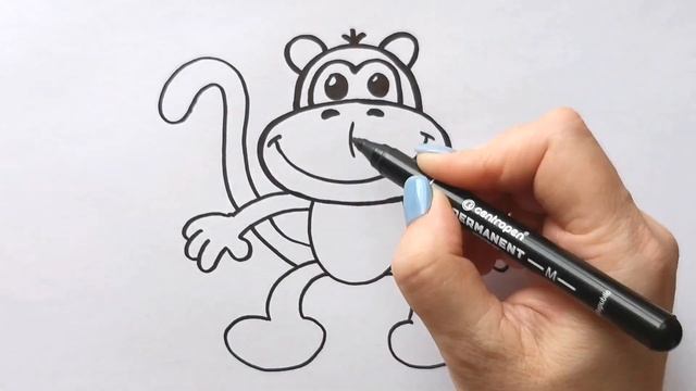 Как нарисовать ОБЕЗЬЯНУ / Мультик раскраска ОБЕЗЬЯНА / Нарисуй Ка смотреть онлайн