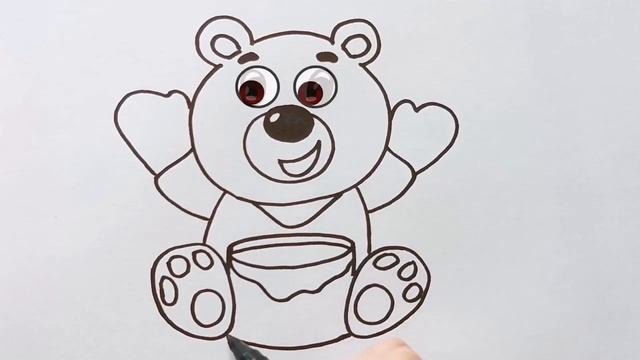 Как нарисовать МЕДВЕДЯ С МЁДОМ / раскраска для детей / Нарисуй Ка смотреть онлайн