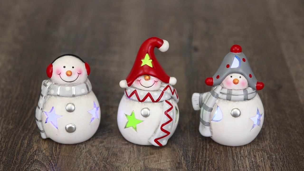19390 Frosted Buttons Snowman Tabletop with LED 3 Asst. смотреть онлайн