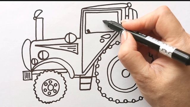 Как нарисовать ТРАКТОР / Мультик раскраска ЖЁЛТЫЙ ТРАКТОР / Нарисуй Ка смотреть онлайн