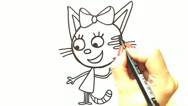 Как нарисовать КАРАМЕЛЬКУ / Мультик раскраска ТРИ КОТА / Нарисуй Ка смотреть онлайн