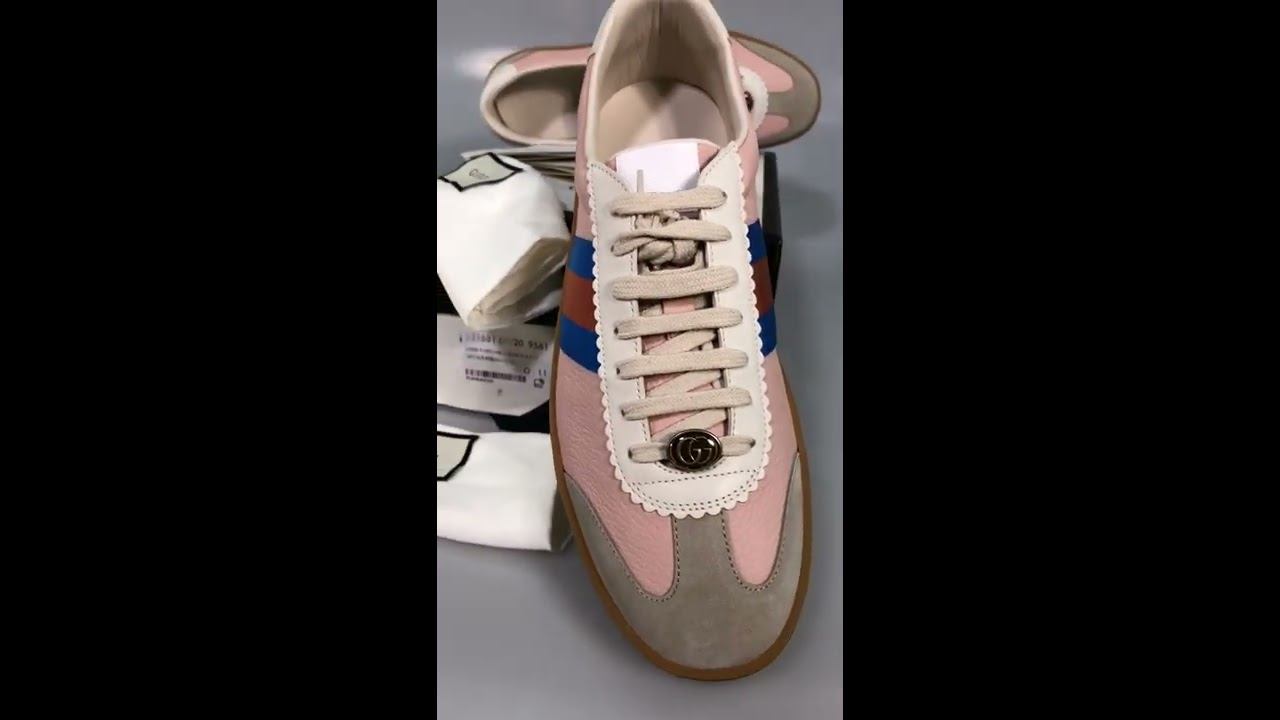SOLD new gucci runway oatmeal/pink leather x suede logo jbg retro sneaker 12 45 SOLD смотреть онлайн