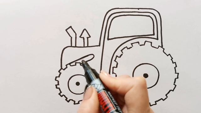 Как нарисовать ТРАКТОР / Мультик раскраска СИНИЙ ТРАКТОР / Нарисуй Ка смотреть онлайн