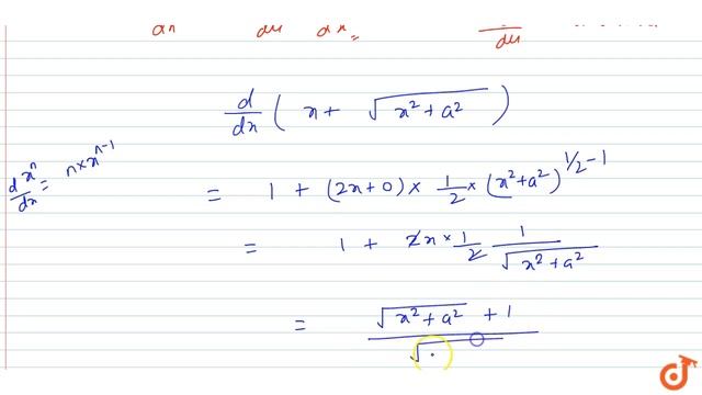 `y = ln(x+sqrt(x^2+a^2))`. Find `dy/dx` смотреть онлайн