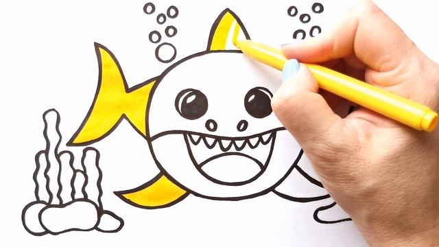 Как нарисовать АКУЛЕНКА / Мультик раскраска Baby Shark / Нарисуй Ка смотреть онлайн