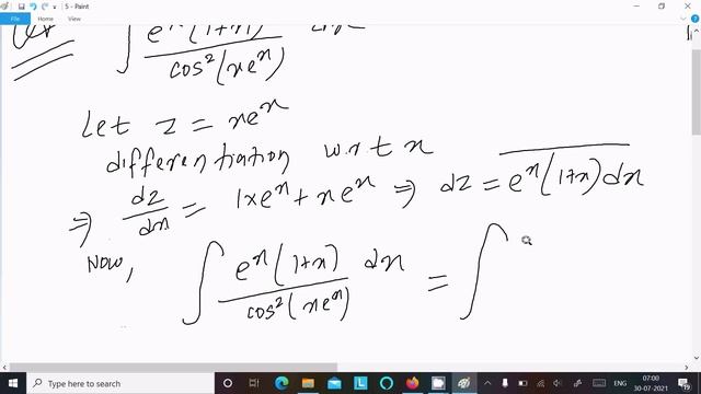 Evaluate the integral : ∫ eˣ(1 + x)/cos²(xeˣ) смотреть онлайн