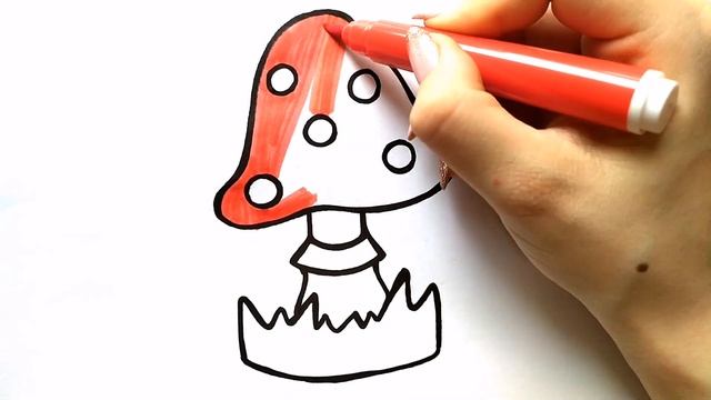 Как нарисовать ГРИБ МУХОМОР / Мультик раскраска ГРИБ / Нарисуй Ка смотреть онлайн