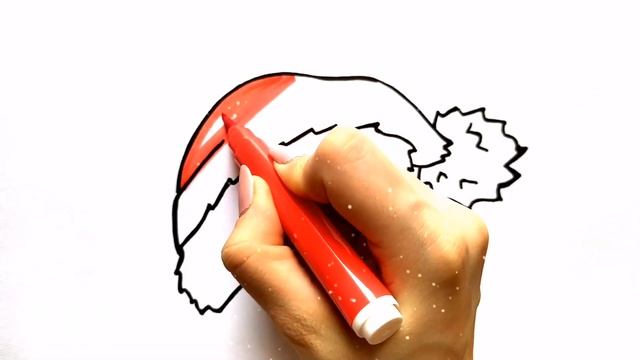 Как нарисовать ШАПКУ ДЕДА МОРОЗА / Мультик раскраска ШАПКА / Нарисуй Ка смотреть онлайн