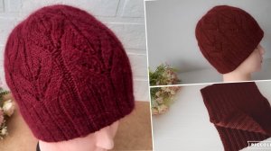 Шапка Bunnu с узором и простой снуд . // Короткое описание.//