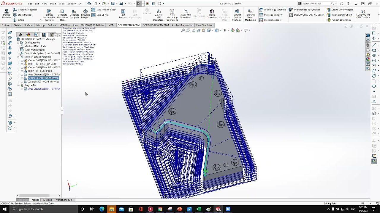 Generation of g code for work piece 1 using Solid Works CAM смотреть онлайн
