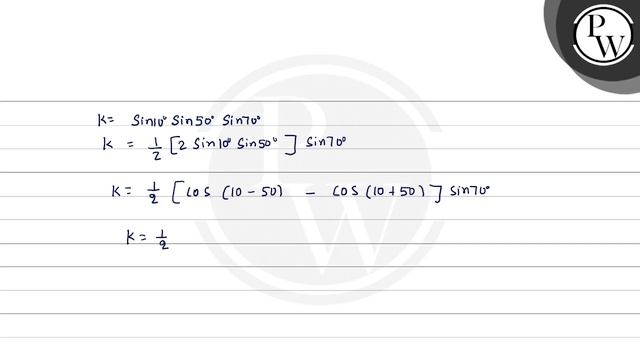 If \( k=\sin \frac{\pi}{18} \sin \frac{5 \pi}{18} \sin \frac{7 \pi}{18} \), then the numerical v... смотреть онлайн