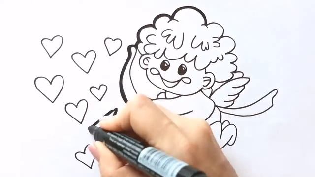 Как нарисовать АНГЕЛА / АМУР / раскраска для детей / Нарисуй Ка смотреть онлайн