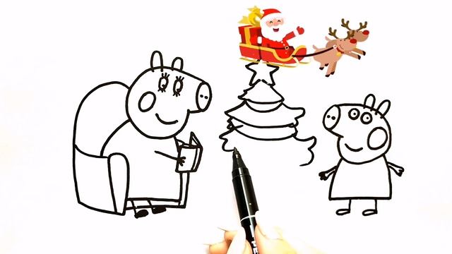 Как нарисовать Свинку Пеппу и маму Свинку / Мультик раскраска Свинка Пеппа / Нарисуй Ка смотреть онлайн