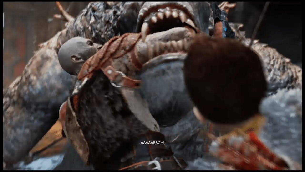 God of War 4 PS4 Kratos and Atreus vs Troll full boss fight scene and cinematic смотреть онлайн