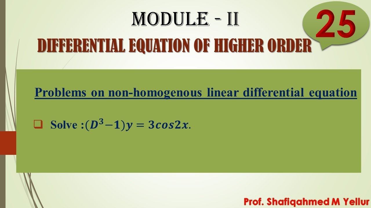 #25 || Problem#3 || Solve :〖(𝑫〗^𝟑−𝟏)𝒚=𝟑𝒄𝒐𝒔𝟐𝒙 || 18MAT21|| DIFFERENTIAL EQUATION OF HIGHER ORDER || смотреть онлайн