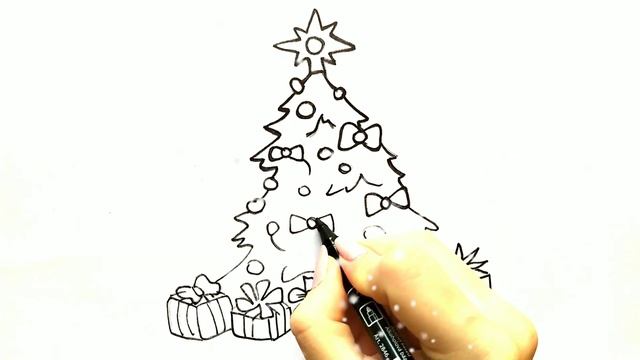 Как нарисовать ПОДАРКИ ПОД ЕЛКОЙ / Мультик раскраска ЕЛКА / Нарисуй Ка смотреть онлайн