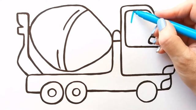 Как нарисовать МАШИНУ БЕТОНОВОЗ / Мультик раскраска БЕТОНОВОЗ / Нарисуй Ка смотреть онлайн