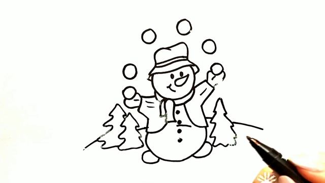 Как нарисовать СНЕГОВИКА / Мультик раскраска СНЕГОВИК / Нарисуй Ка смотреть онлайн