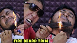 Fire Beard Trim by Asim Barber Head Massage Neck Cracking Scissors Haircut Styling ASMR