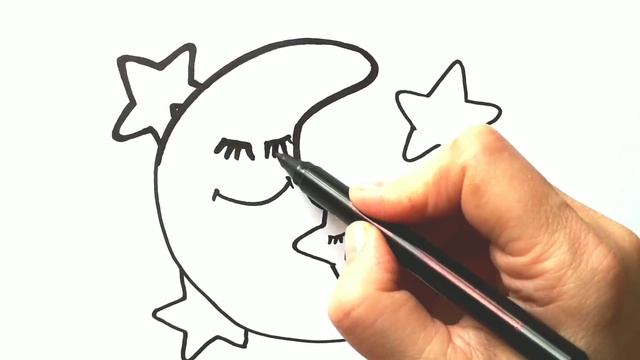 Как нарисовать МЕСЯЦ И ЗВЕЗДЫ / Twinkle, Twinkle Little Star / Мультик раскраска МЕСЯЦ / Нарисуй Ка смотреть онлайн