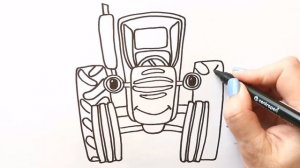 Как нарисовать ТРАКТОР / Мультик раскраска СИНИЙ ТРАКТОР / Нарисуй Ка