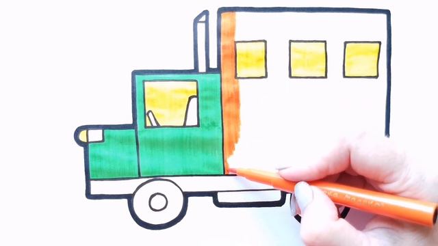 Как нарисовать СЛУЖЕБНЫЙ ГРУЗОВИК ИЗ ФИГУР / раскраска для детей / Нарисуй Ка смотреть онлайн