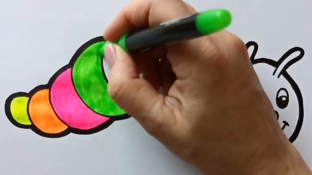 Как нарисовать ГУСЕНИЦУ / раскраска для детей / Нарисуй Ка смотреть онлайн