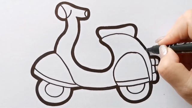Как нарисовать СКУТЕР / раскраска для детей / Нарисуй Ка смотреть онлайн