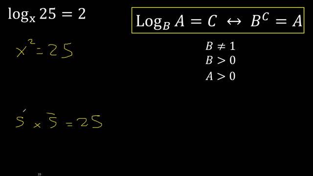 log x 25 = 2 . Ecuaciones con logaritmo , log con base x , hallar x en logaritmos смотреть онлайн