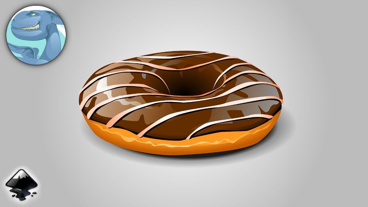 Chocolate icing donut. Vector drawing with Inkscape. смотреть онлайн