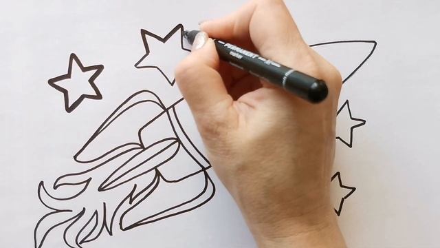 Как нарисовать РАКЕТУ / раскраска для детей / Нарисуй Ка смотреть онлайн