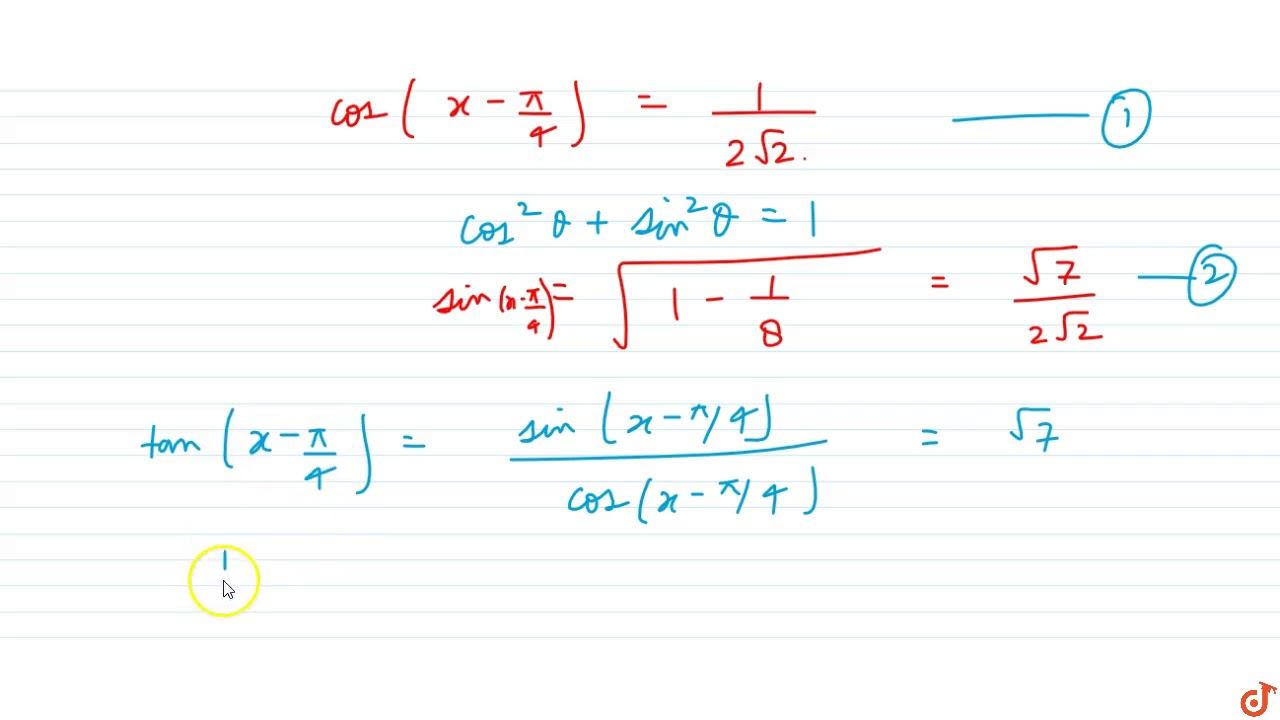 if `0 lt x lt pi` and `cos x + sin x =1/2`, then `tan x` is смотреть онлайн