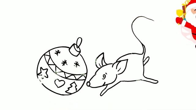 Как нарисовать МЫШКУ С ЕЛОЧНОЙ ИГРУШКОЙ / Мультик раскраска МЫШЬ / Нарисуй Ка смотреть онлайн
