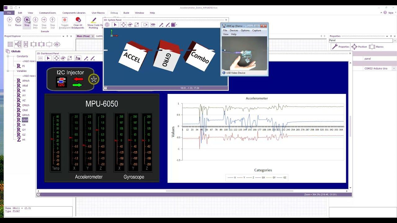 MPU6050 Accelerometer Using Flowcode App Developer смотреть онлайн