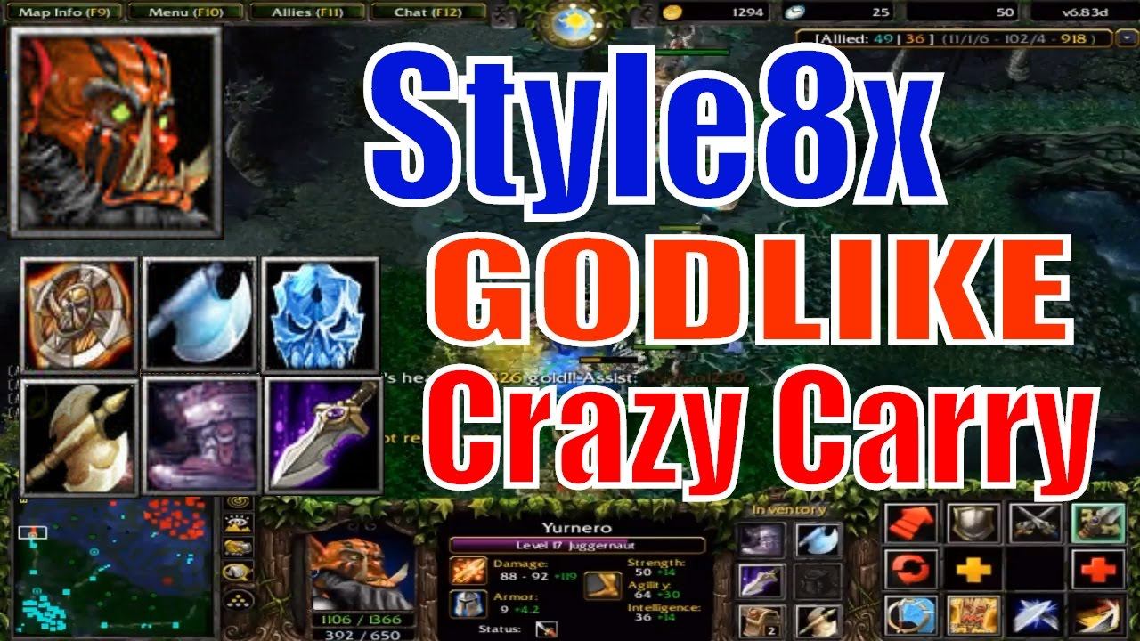 DotA 1 Yunero GODLiKE Best Carry-DotA 6.83d Style8x смотреть онлайн