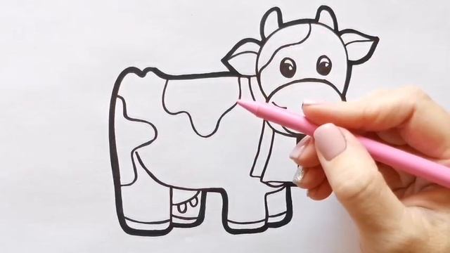 Как нарисовать КОРОВУ / раскраска для детей / Нарисуй Ка смотреть онлайн
