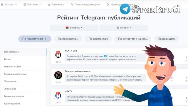 Обзор TGstat.com - сервис аналитики Telegram каналов