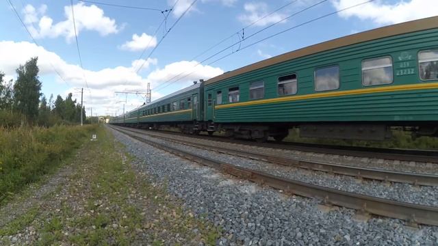 Электровозы ЧС7-159\ЧС7-013 с поездом№048Щ Кишинёв-Москва перегон Латышская-Нара 8.08.2016 смотреть онлайн