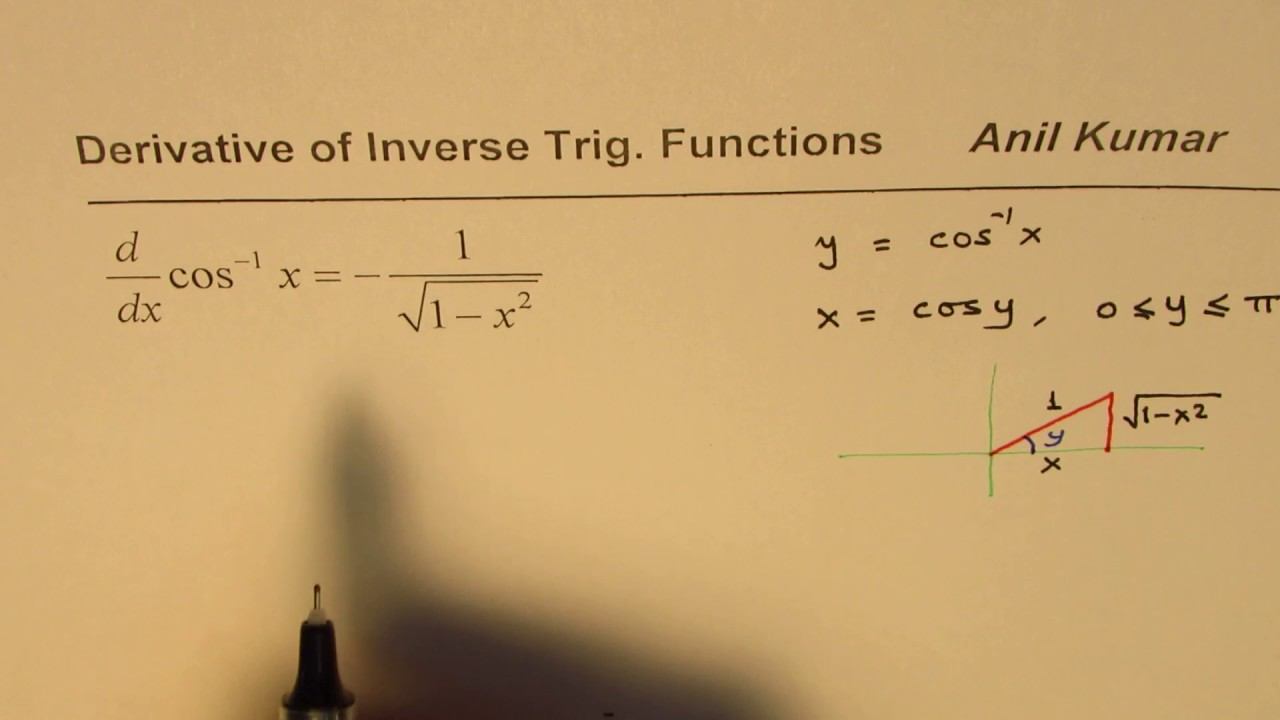 Prove cos inverse derivation formula Trig Calculus смотреть онлайн