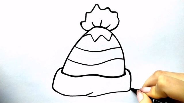 Как нарисовать зимнюю шапку / Мультик раскраска ШАПКА / Нарисуй Ка смотреть онлайн