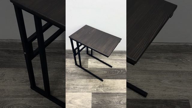 Стол прикроватный Loft со столешницей цвета венге из массива сосны и черными металлическими ножками